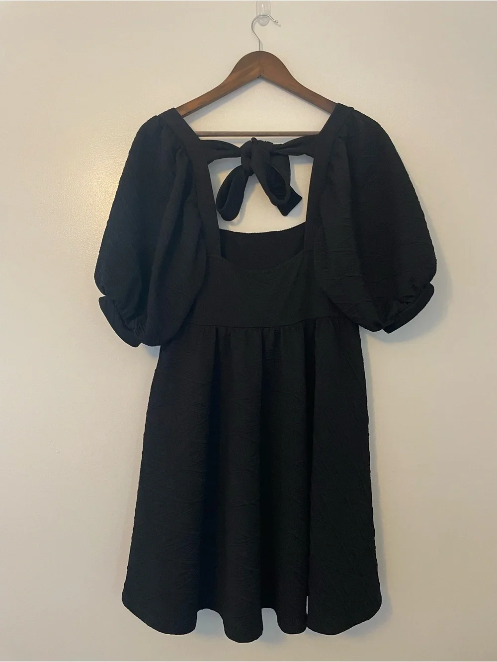 Free People Violet Puff Sleeve Baby Doll Square Neck Mini Dress